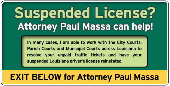 Hammond, Louisiana Suspended License Attorney Paul Massa Graphic 1